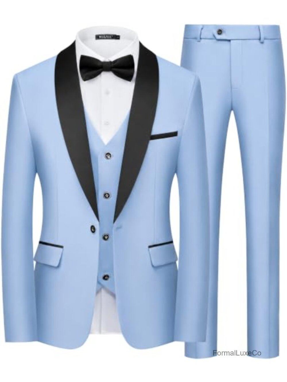 Men's 3 Piece Slim Fit Tuxedo Suit Set One Button Jacket Vest Pants Polyester